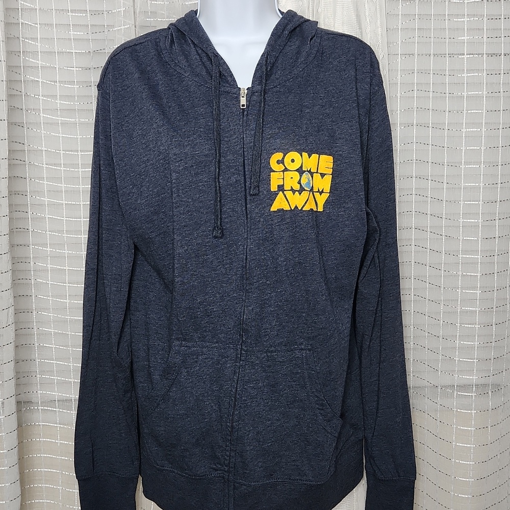 Official "Come from Away" Broadway musical blue zip-up hoodie SzM
